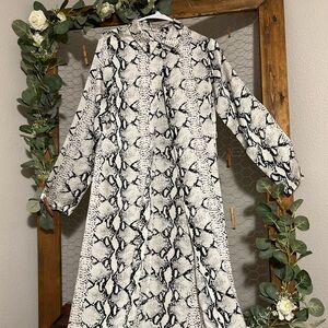 Button down, snake skin dress